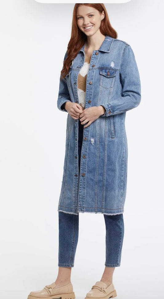 Long vintage 43” Denim Jacket