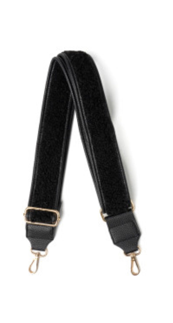Vegan Sherpa black purse strap