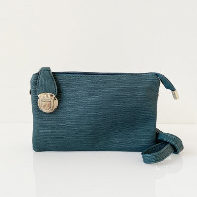Teal textured multi pouch wristlet/crossbody