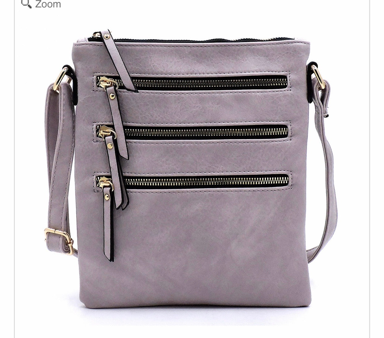 Lavender messenger with 3 zippers
