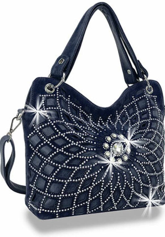 Navy Web Bling Handbag