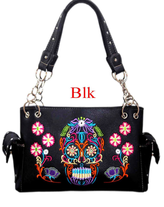 Sugar skull colourful purse