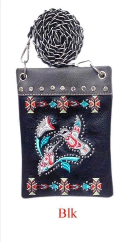 Black Hummingbird small messenger with chain strap
