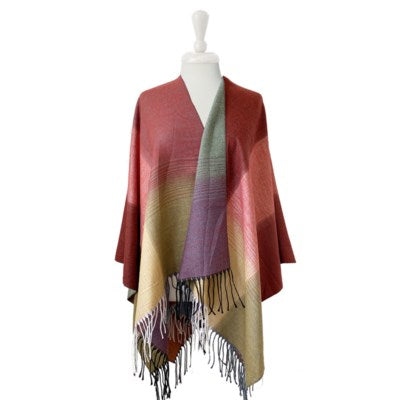 Bordeaux colour block shawl
