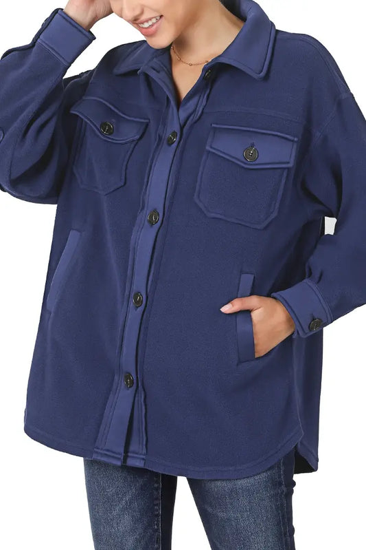 Navy oversized fleece Shacket VM