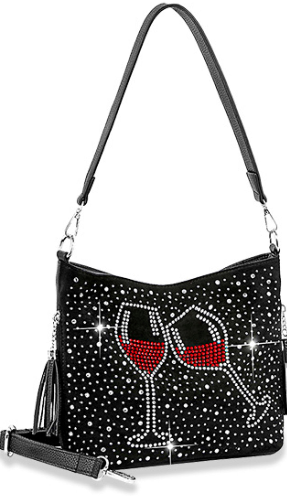 Black red wine bling hobo