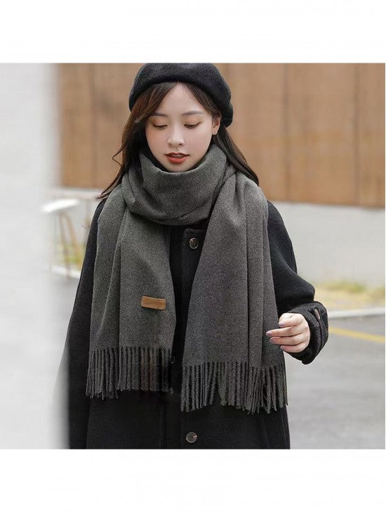 Dark grey shawl scarf with cashmere feel