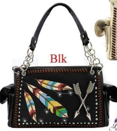 Black Feathers and Arrows purse with chain