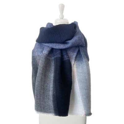 Blue colour block large scarf