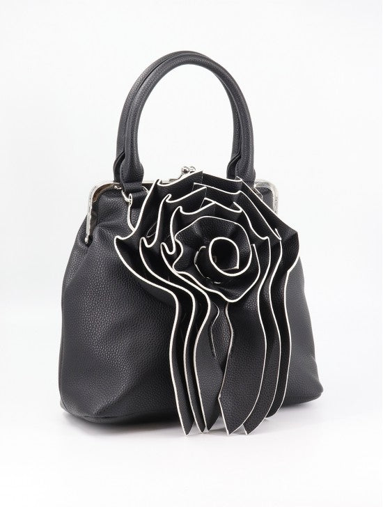 Black flower tote with coin top