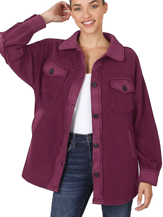 Dark Plum oversized fleece Shacket VM