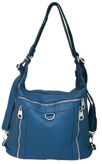 Teal 3 in 1 style metal loop backpack purse