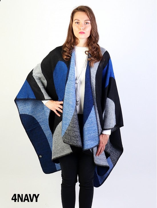 Blue circular patterned cape