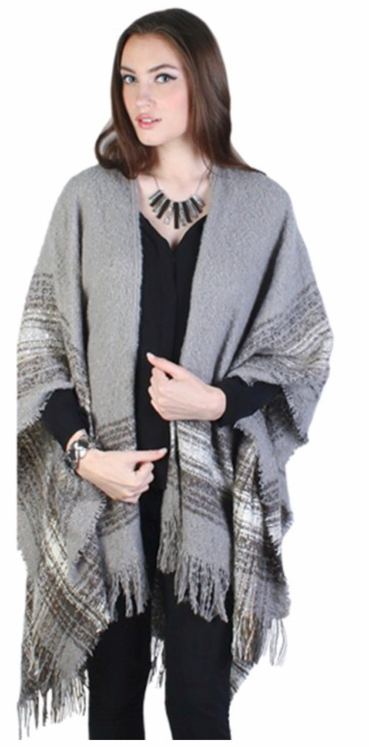 Grey Ultra Soft Blanket Cape CP1010