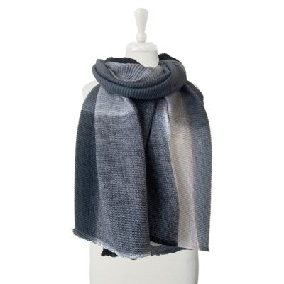 Grey colour block large scarf