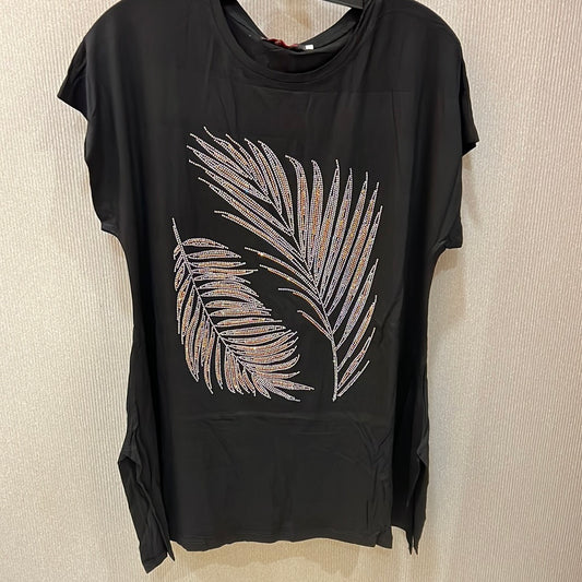 Bling Silver & Gold Feathers tunic 30028