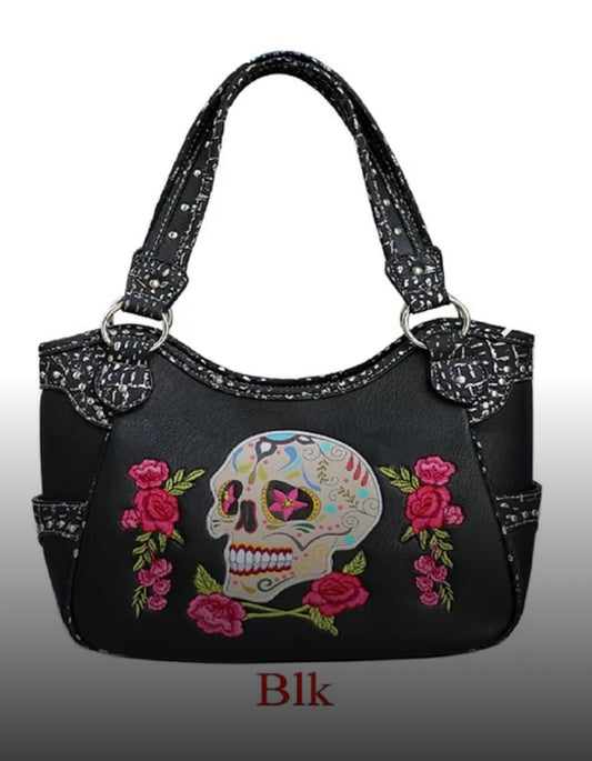 Black skull with roses