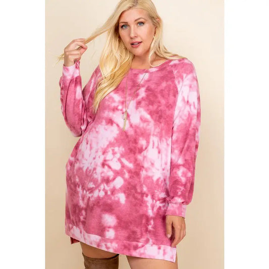 Burgundy tie dye pullover EC8185