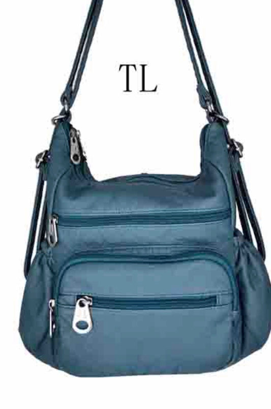 Teal 3 in 1 with zip front pouch and elastic pocket sides